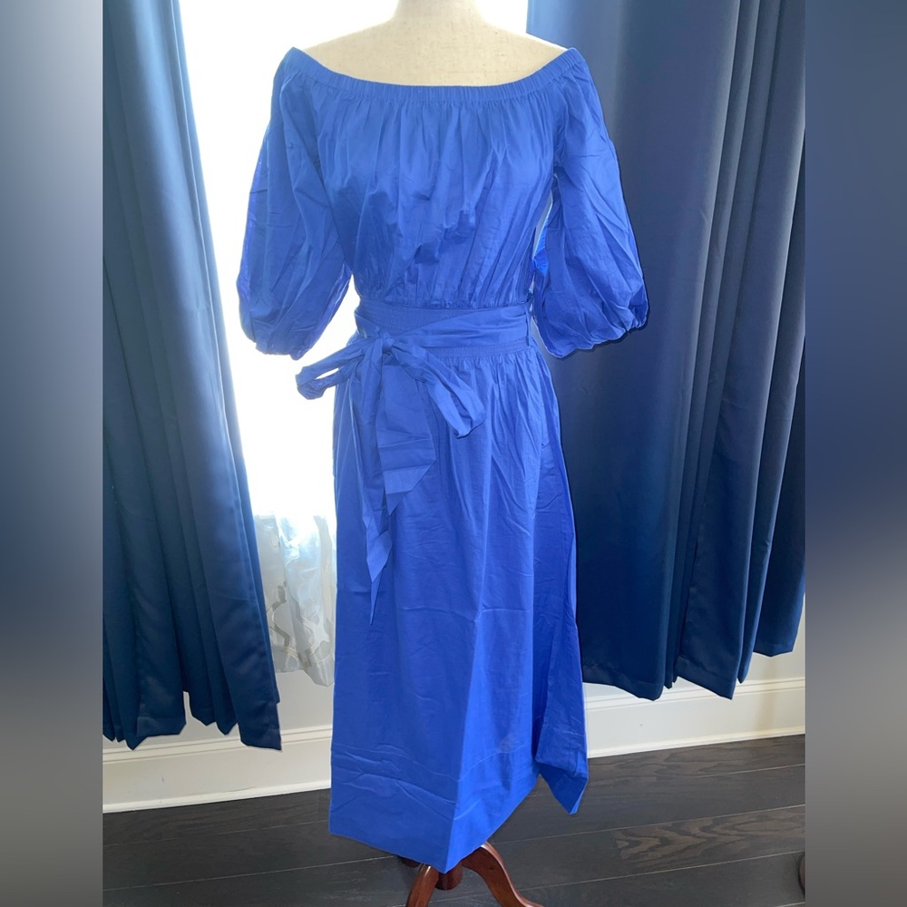 Lilly Pulitzer Royal Blue Off-Shoulder Midi Dress